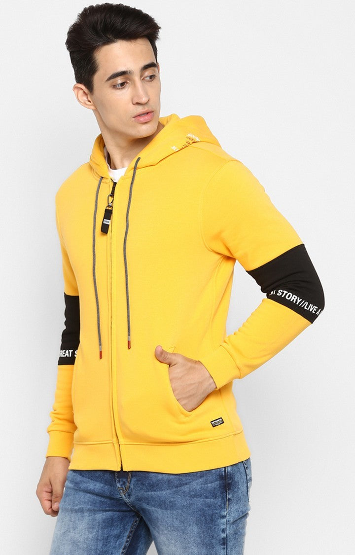 Spykar Yellow Cotton Regular Fit Sweatshirt For Men