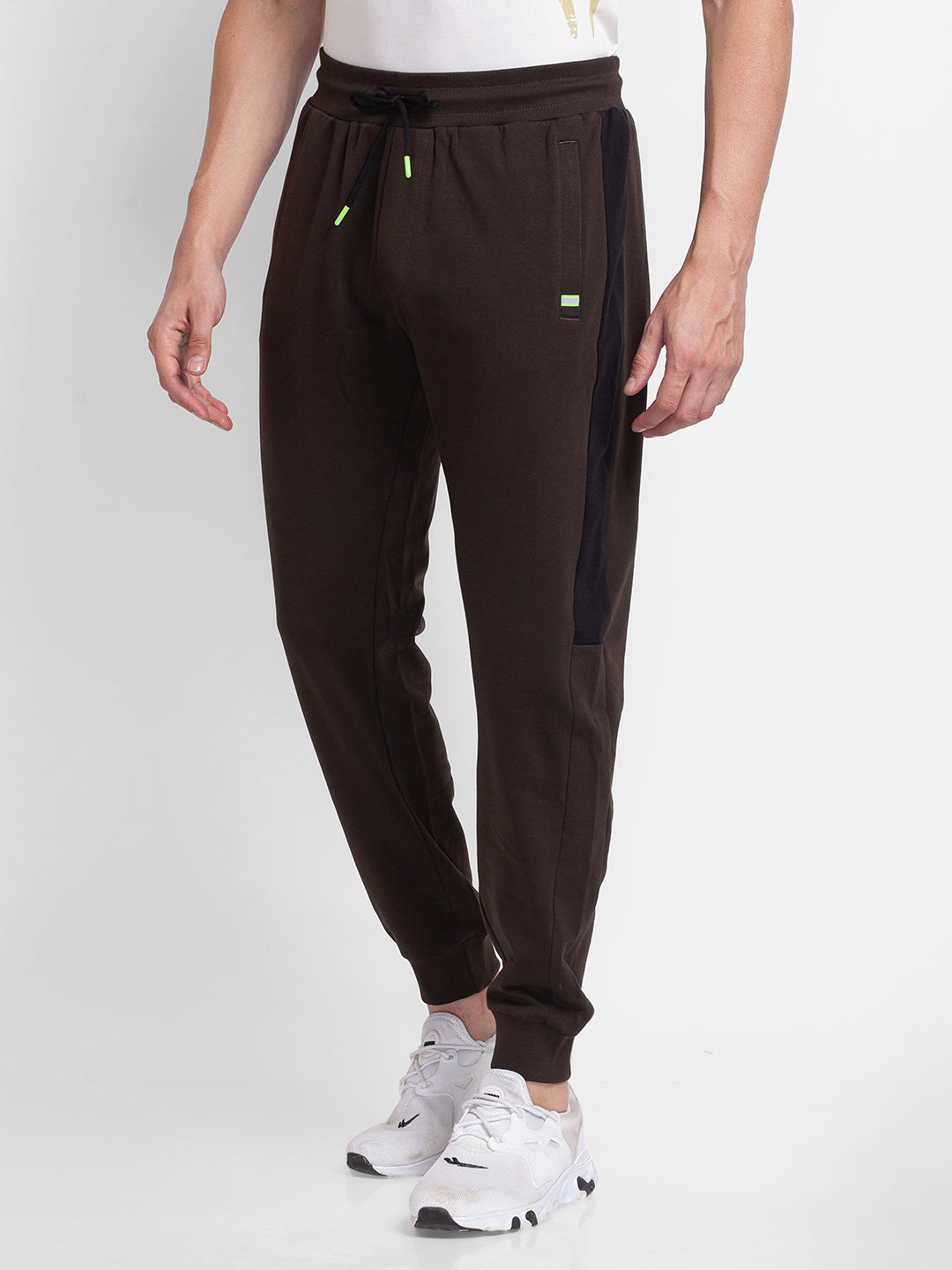 Spykar Military Olive Cotton Slim Fit Trackpant For Men