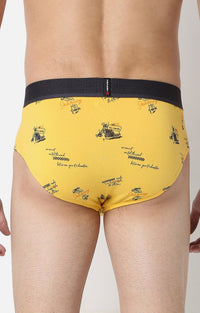 Underjeans By Spykar Men Premium Cotton Blend Yellow Brief