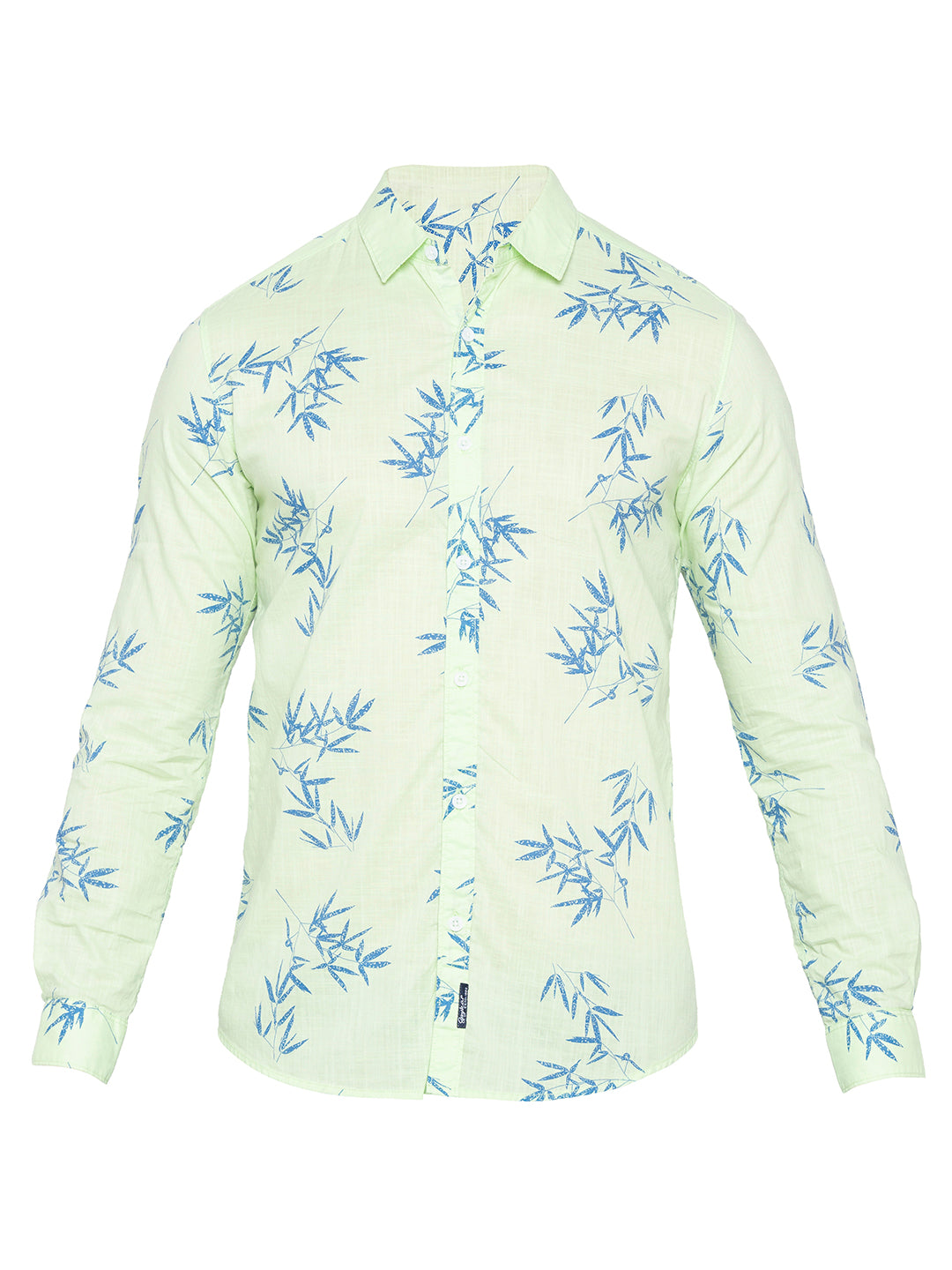 Spykar Men Lime Green Cotton Slim Fit Shirt