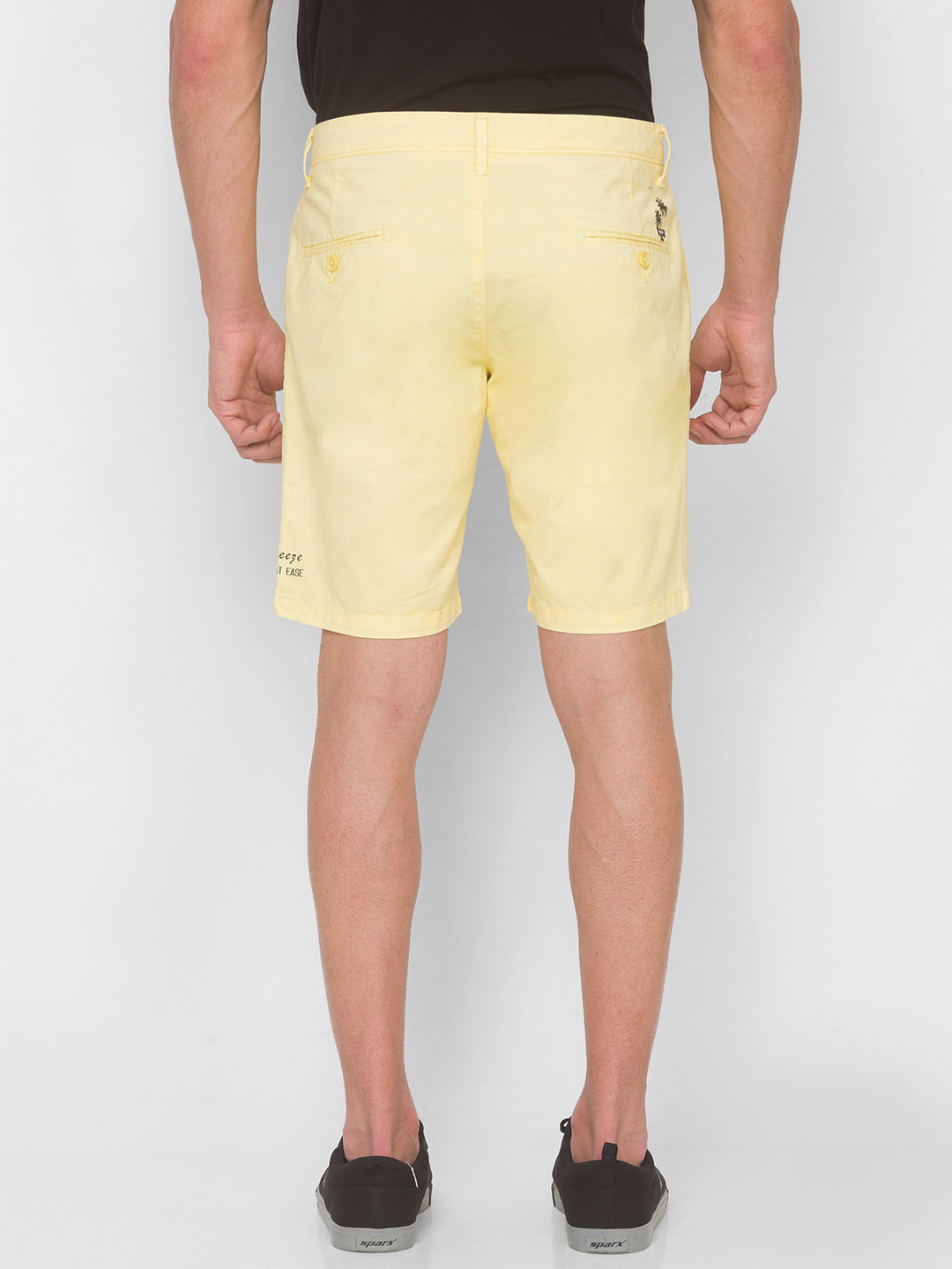 Spykar Men Yellow Cotton Slim Fit Casual Shorts