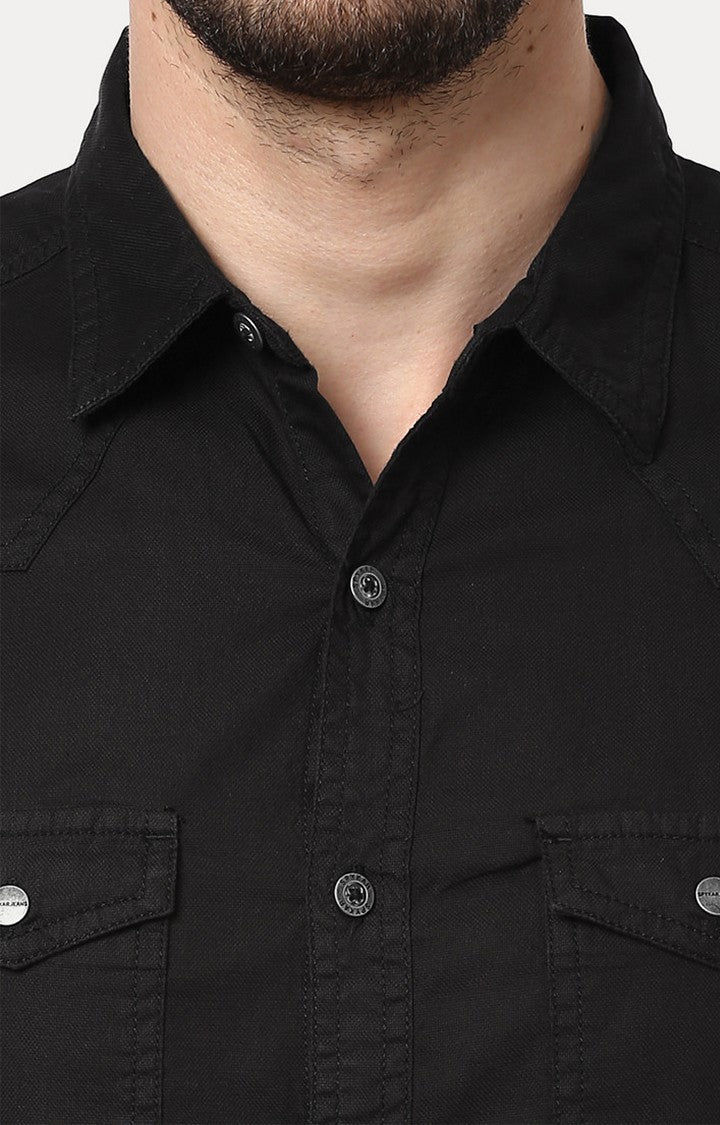 Spykar Men'S Black Cotton Solid Casual Shirts