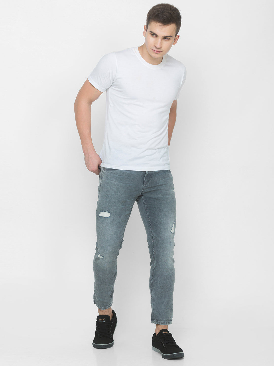 Spykar Men Grey Cotton Slim Fit Tapered Length Jeans (Kano)