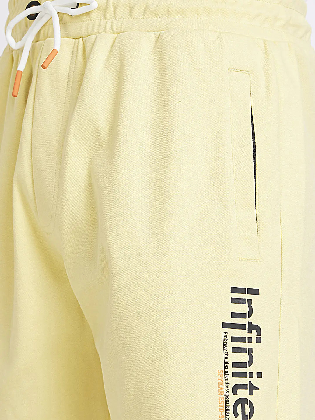 Spykar Men Pastel Yellow Blended Knee Length Shorts