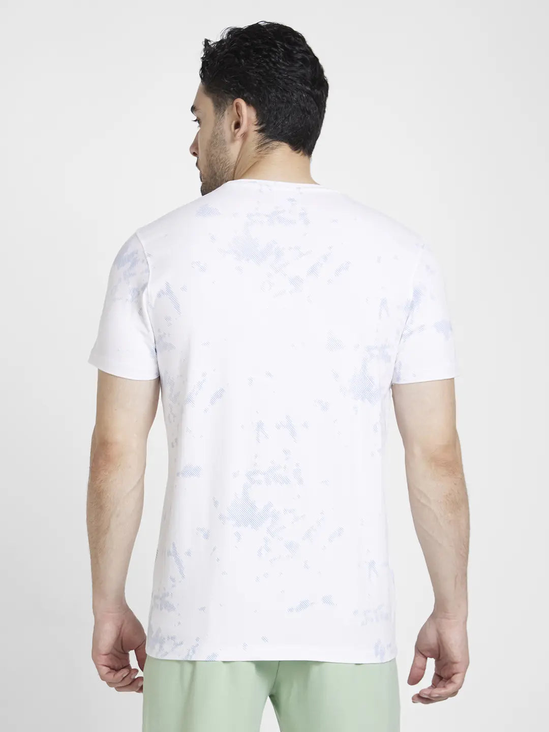 Spykar Men White Cotton Slim Fit Printed Round Neck Tshirt