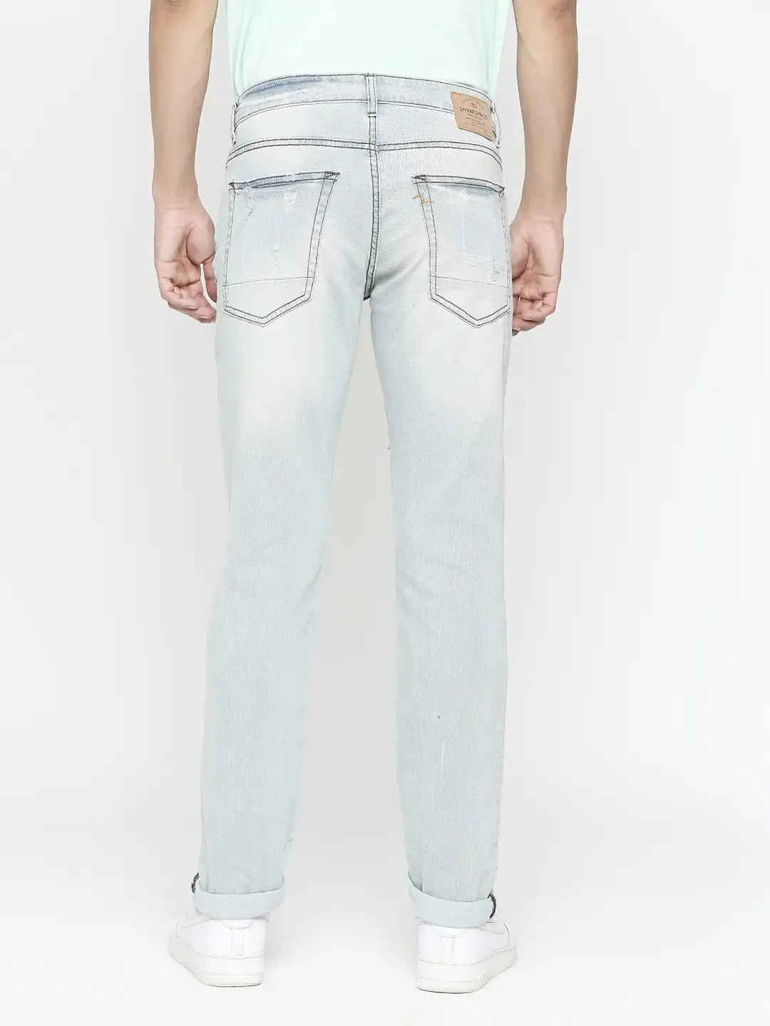 Spykar Men Light Blue Cotton Slim Fit Tapered Length Jeans (Skinny)