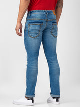 Spykar Men Mid Blue Cotton Slim Fit Narrow Length Jeans (Skinny)