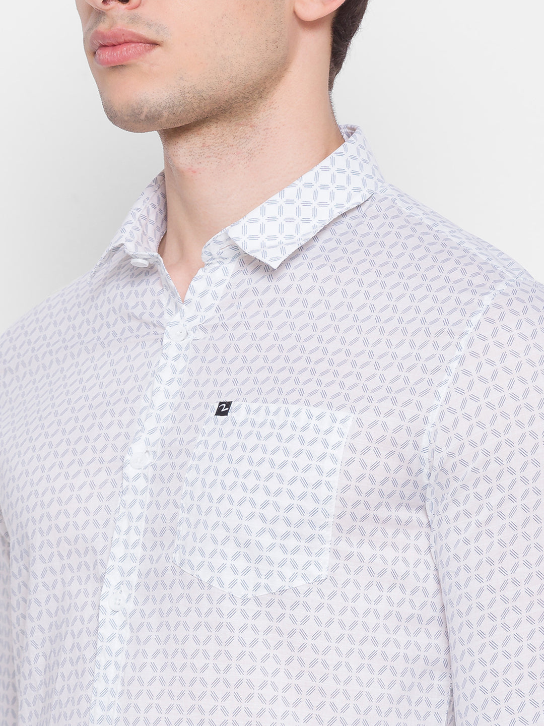 Spykar White Cotton Men Shirt