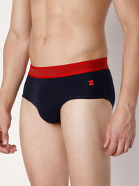 Men Premium Navy Cotton Blend Brief- Underjeans By Spykar