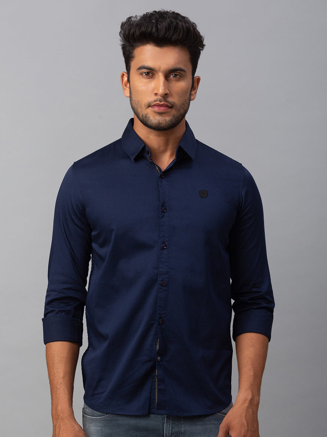 Spykar Men Blue Cotton Slim Fit Shirt