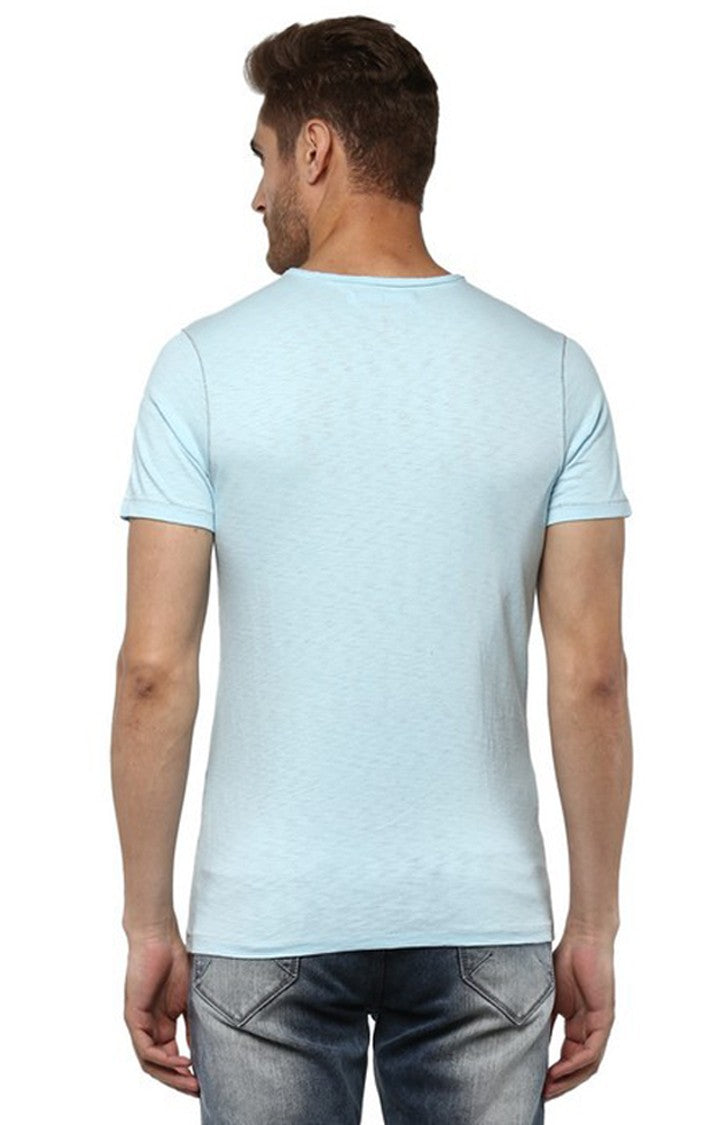 Spykar Cotton Blue Solid Men T-Shirts