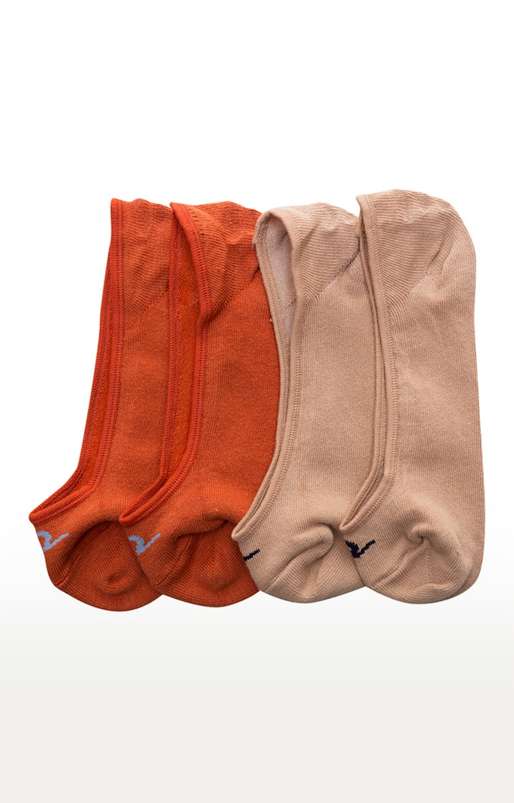 Spykar Orange and Beige Solid Socks - Pair Of 2