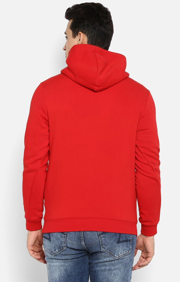 Spykar Red Cotton Regular Fit Sweatshirt For Men