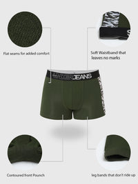 Underjeans by Spykar Men Premium Pack of 2 Grey - Olive Trunk