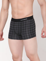 Men Premium Black-Check Cotton Blend Trunk- Underjeans By Spykar