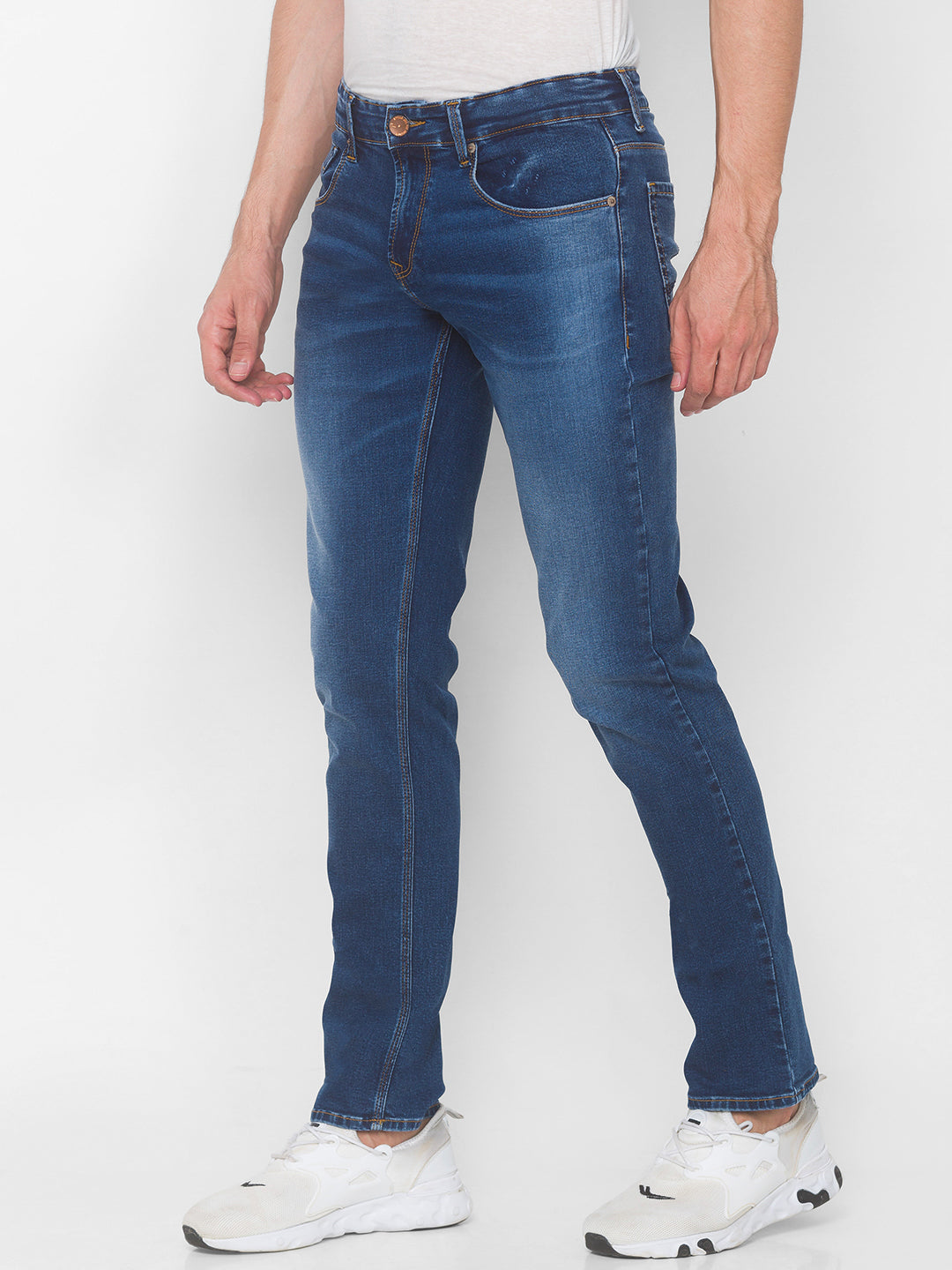 Spykar Men Blue Cotton Comfort Fit Straight Fit Jeans (Ricardo)