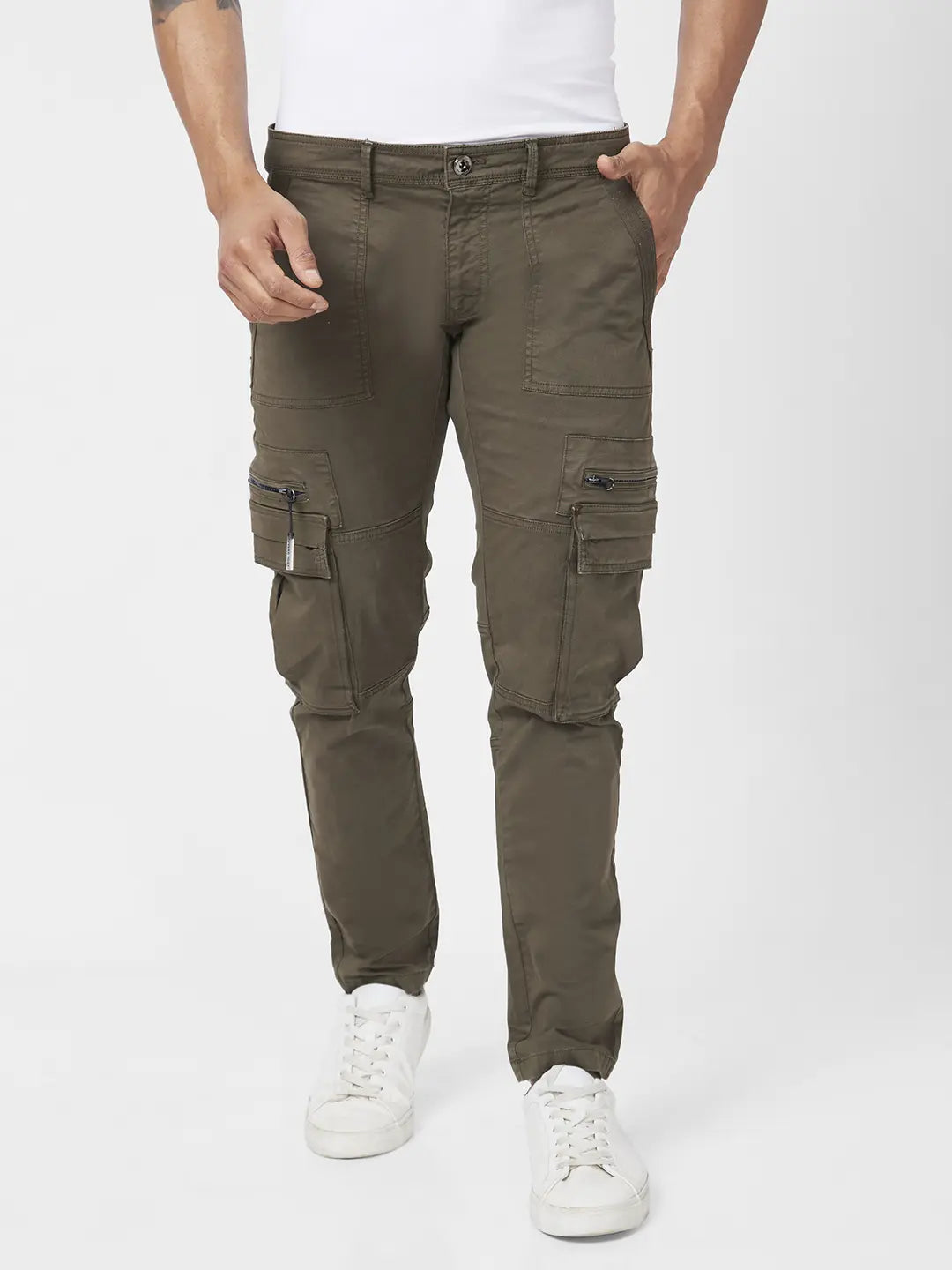Buy Spykar Men's Cargo Solid Sand Khaki Trousers (Size:  28)-V05-01BB-054-Sand Khaki at Amazon.in