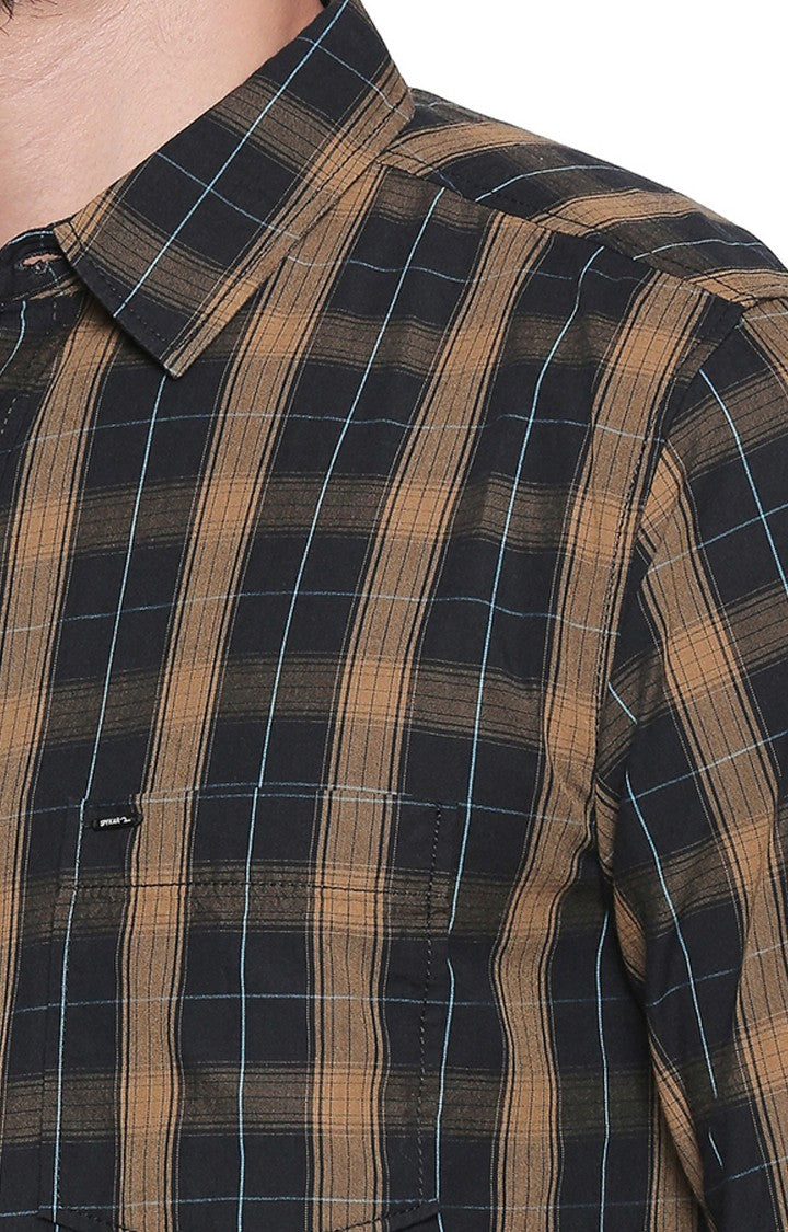 Spykar Men'S Black Cotton Checked Casual Shirts