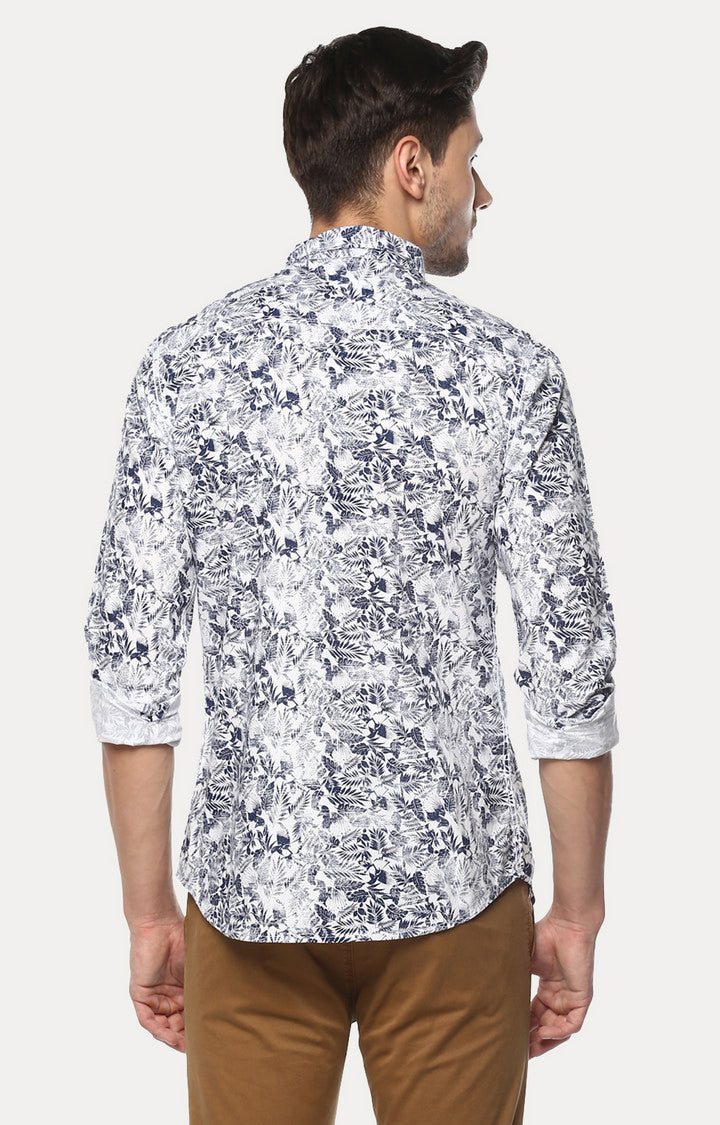 Spykar Men'S Blue Cotton Printed Casual Shirts