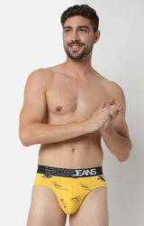 Underjeans By Spykar Men Premium Cotton Blend Yellow Brief
