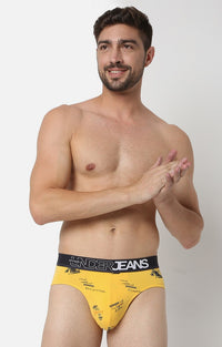Underjeans By Spykar Men Premium Cotton Blend Yellow Brief