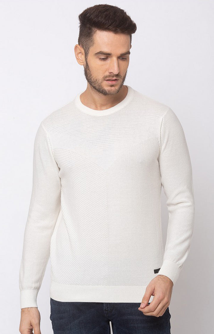 Spykar Blue Cotton Regular Fit Sweater For Men