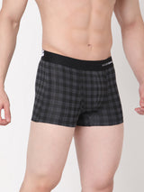 Men Premium Black-Check Cotton Blend Trunk- Underjeans By Spykar