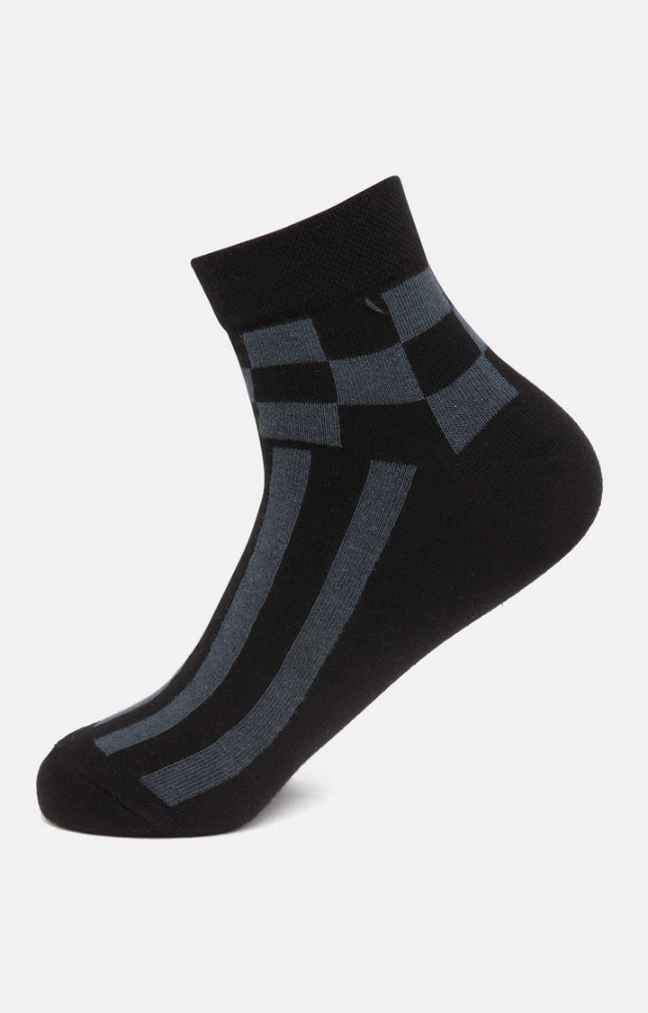 Men Premium Black Ankle Length (Non Terry) Single Pair of Socks - UnderJeans by Spykar