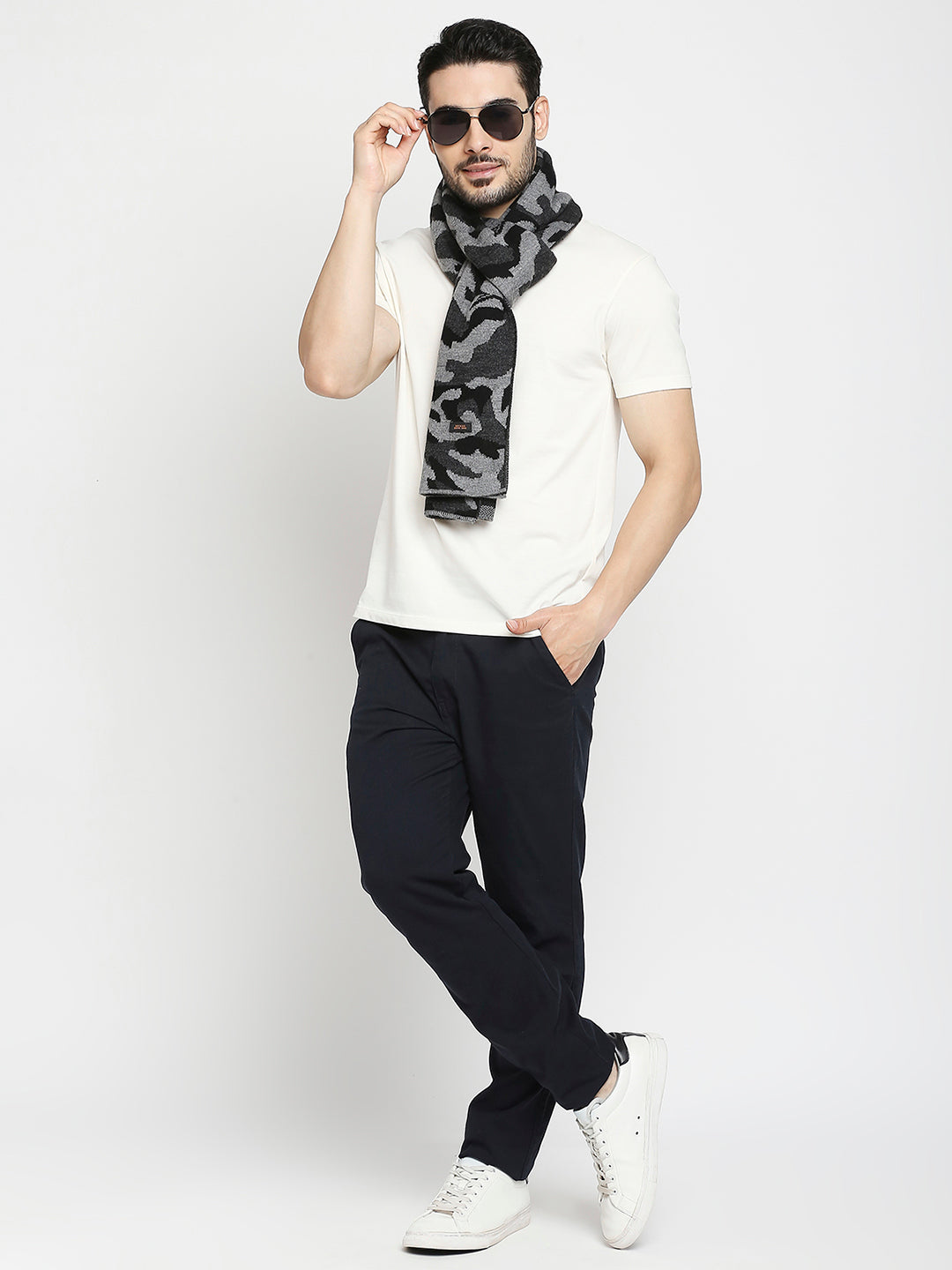 Spykar Black Camo Cotton Muffler