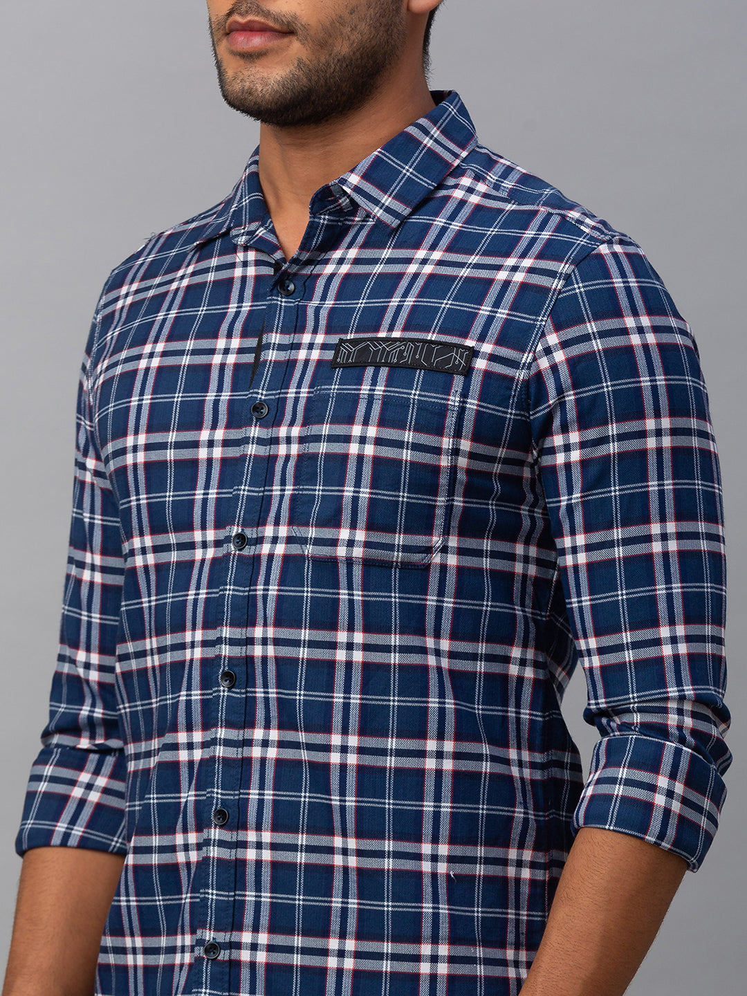 Spykar Men Blue Cotton Slim Fit Shirt