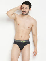 Men Premium Yellow & Dark Grey Cotton Blend Brief - Pack Of 2- Underjeans By Spykar