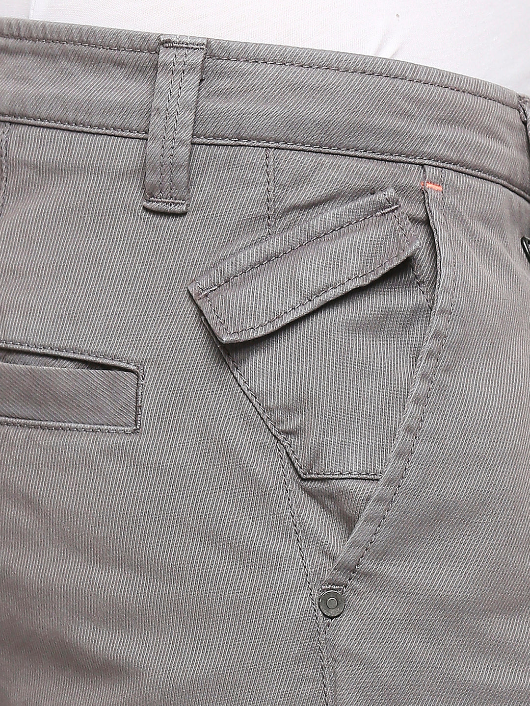 Spykar Cement Grey Solid Slim Mid-Rise Trousers