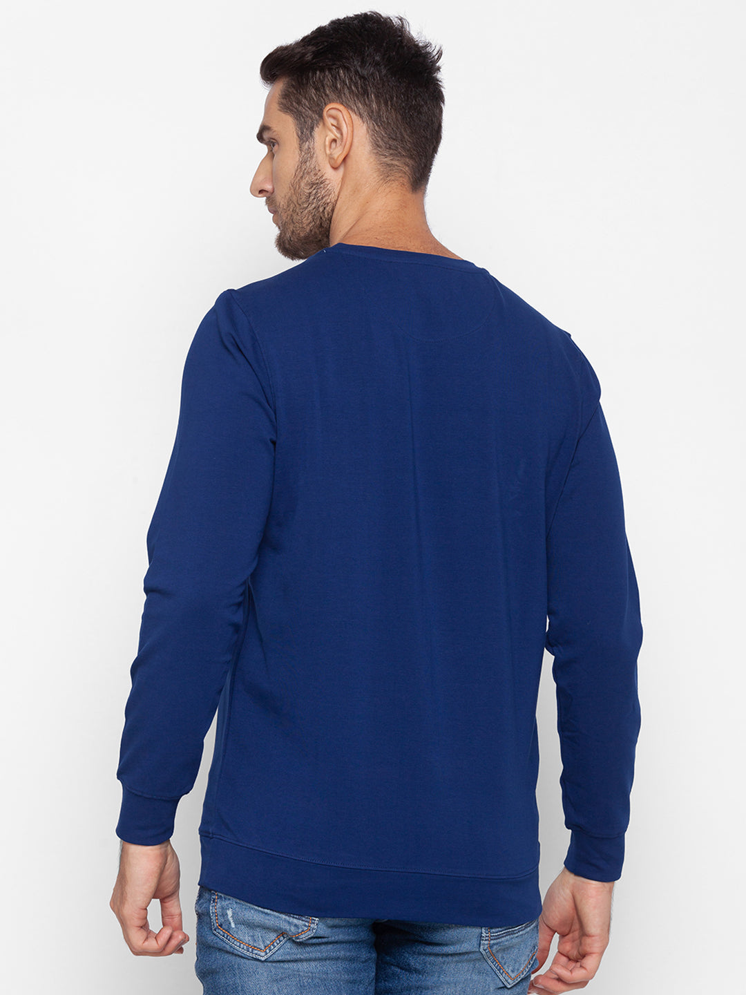 Spykar Blue Cotton Sweatshirt For Men