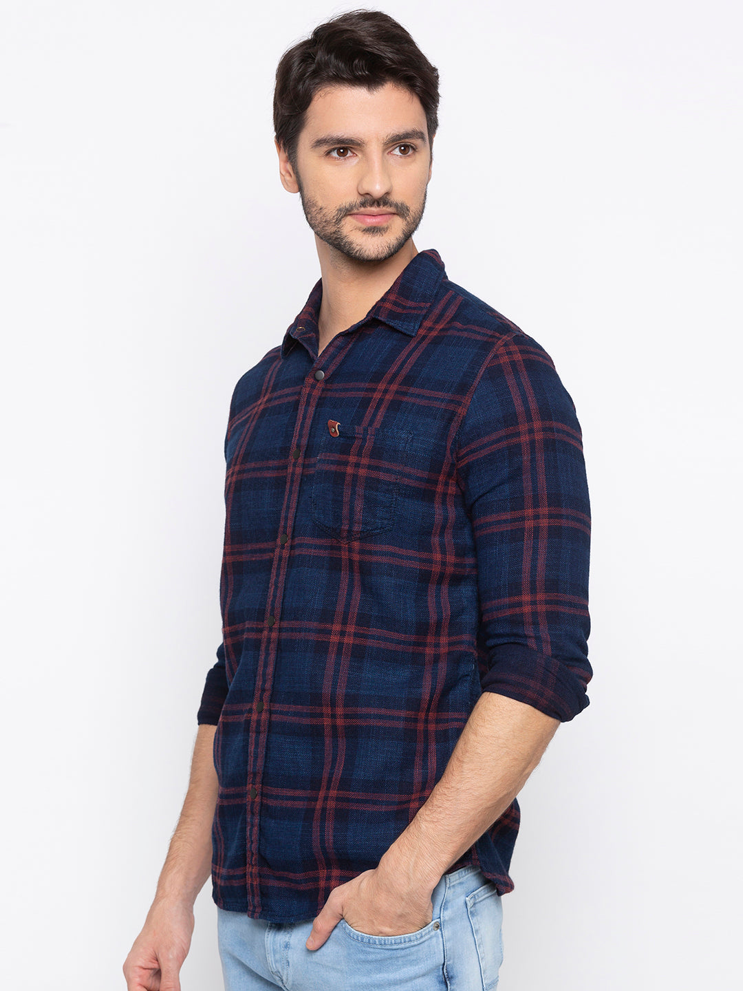 Spykar Men Red Cotton Casual Shirt