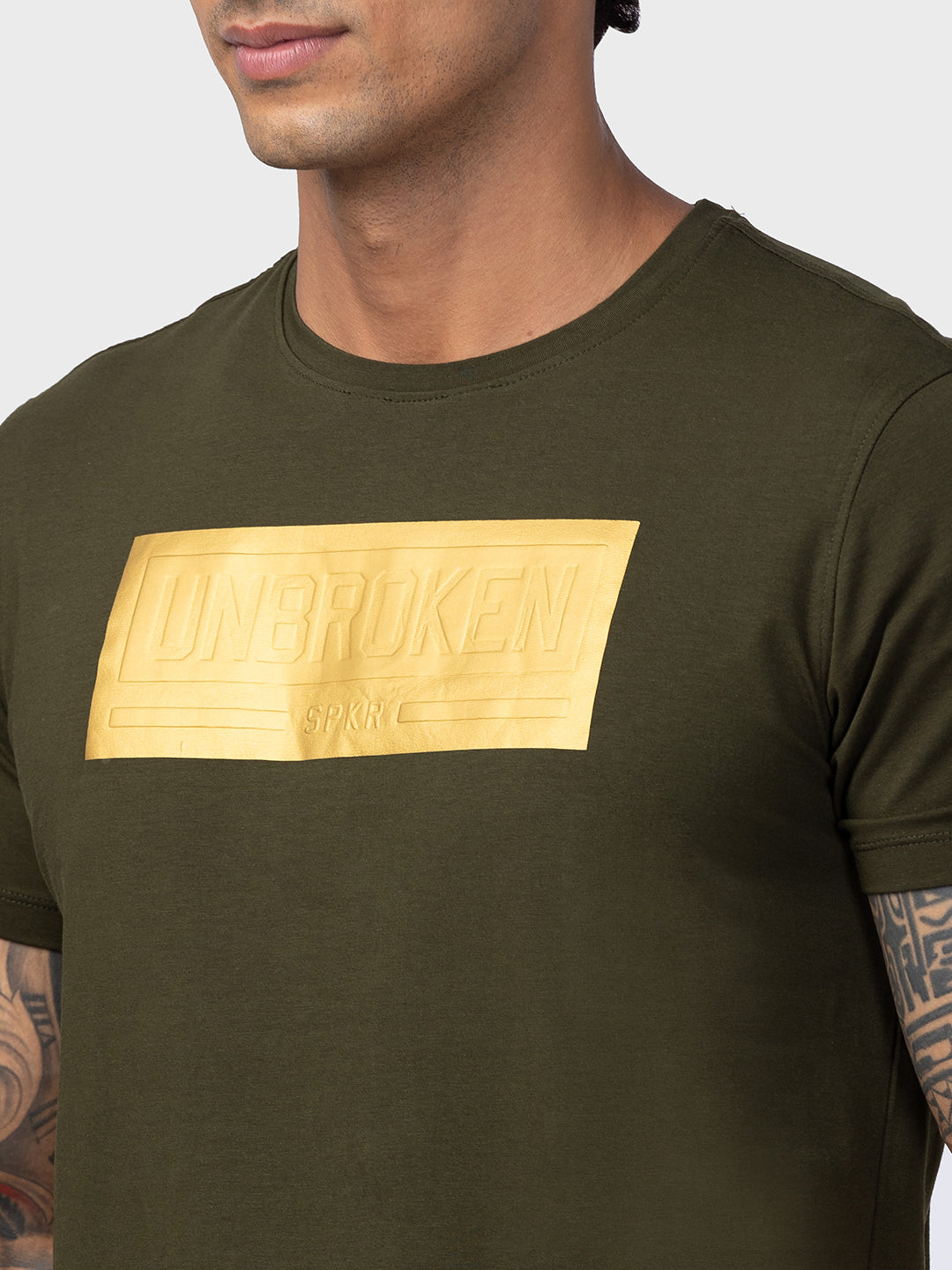 Spykar Men Rifle Green Cotton Regular Fit Half Sleeve Printed T-Shirt