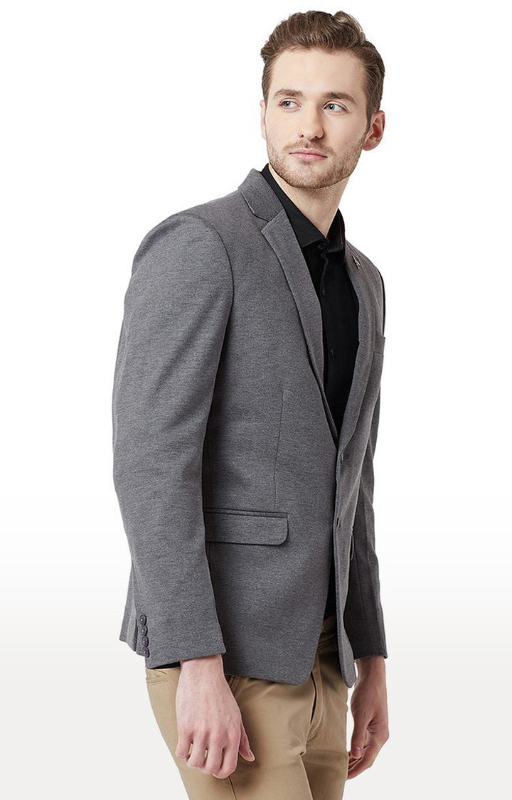 Spykar Grey Cotton Regular Fit Blazer For Men