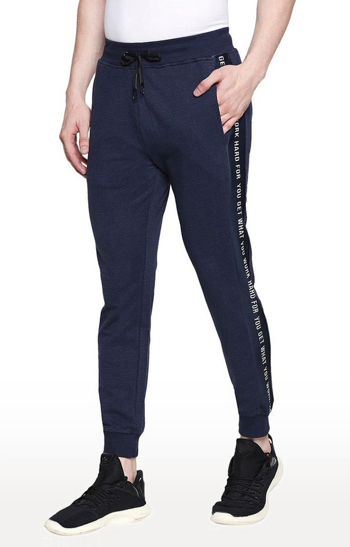 Spykar Men Blue Cotton Slim Fit Low Rise Joggers/Trackpant