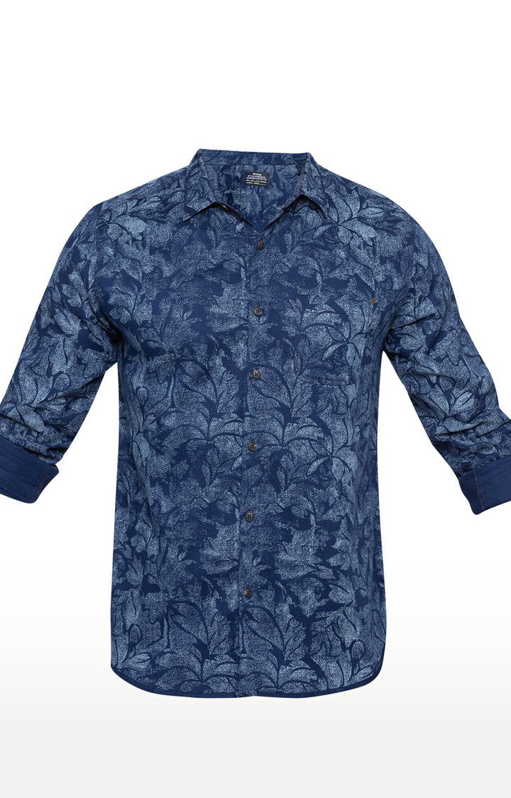 Spykar Men Navy Printed Slim Fit Casual Shirt