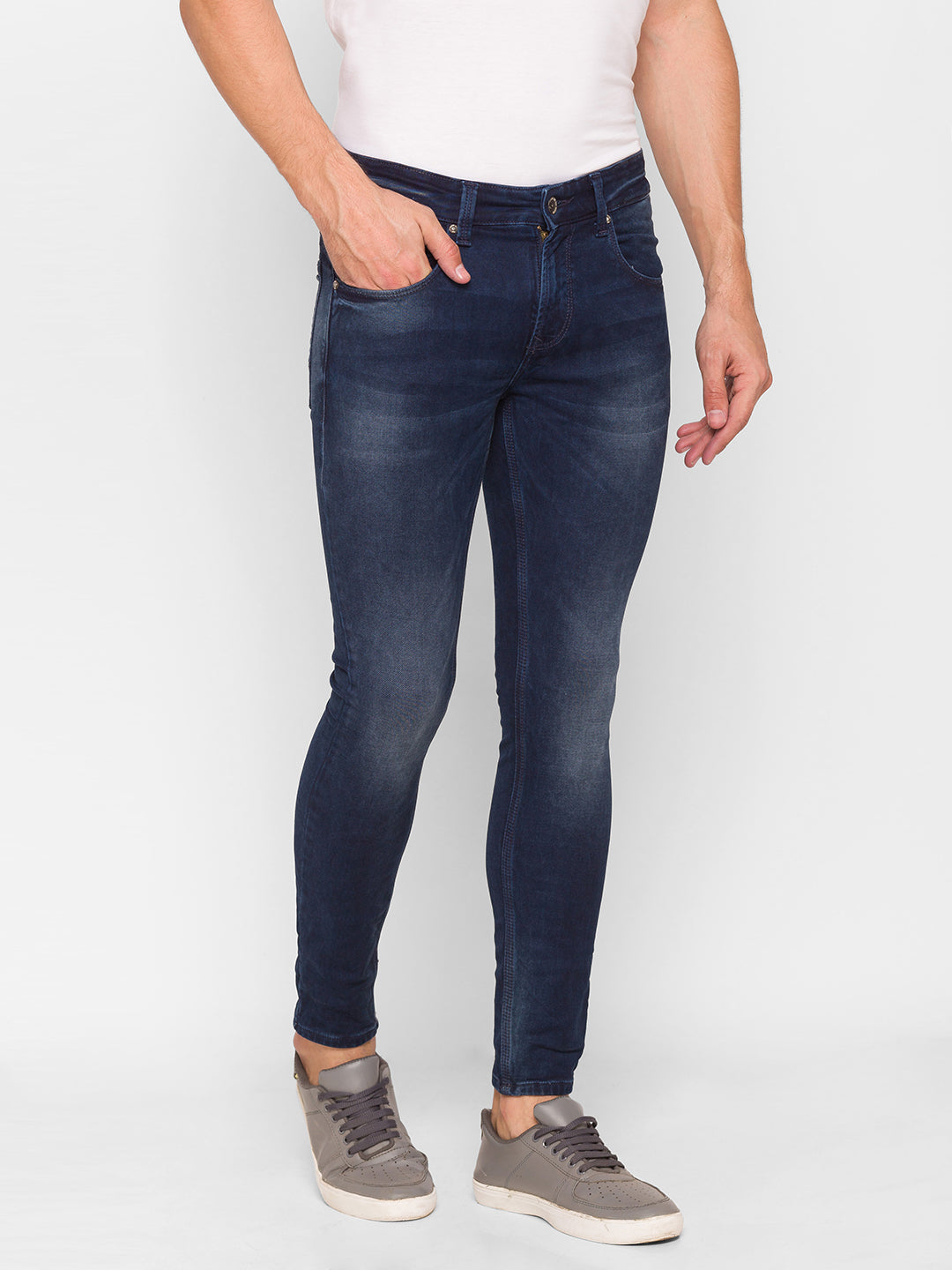 Spykar Men Blue Cotton Slim Fit Tapered Length Jeans (Kano)