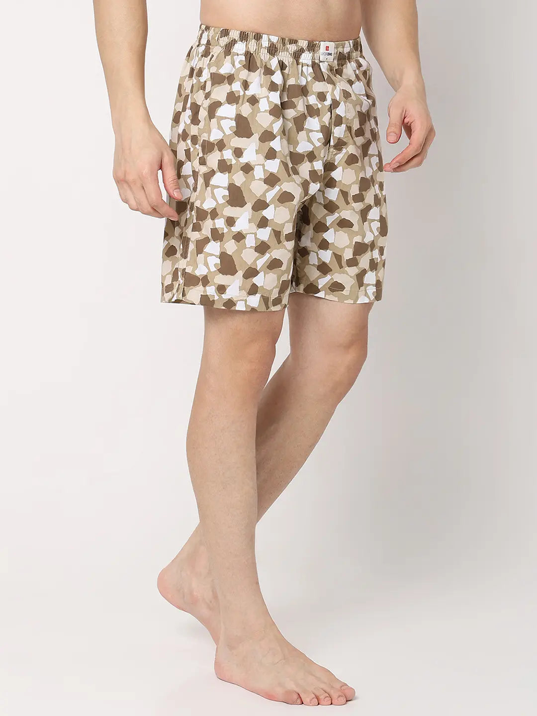 Underjeans by Spykar Men Premium Beige Cotton Blend Regular Fit Boxer Shorts