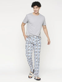 Men Premium Printed Men Cotton Blend Pink Pyjama- Underjeans By Spykar