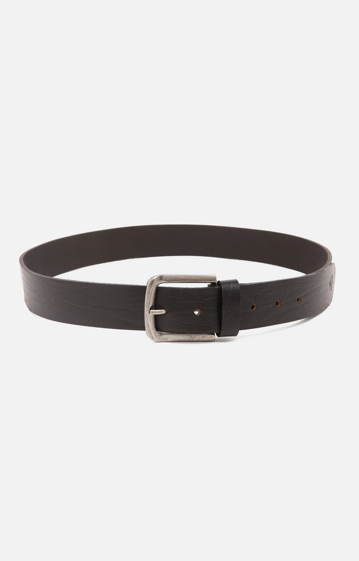 Spykar Men Black Genuine Leather Belt