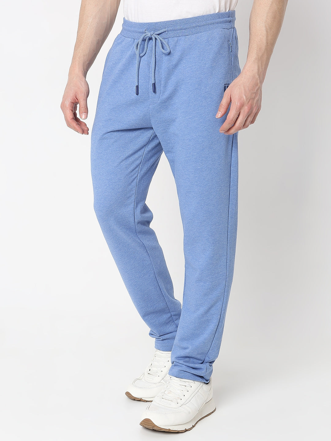 Underjeans by Spykar Men Premium Knitted Blue Melange Pyjama