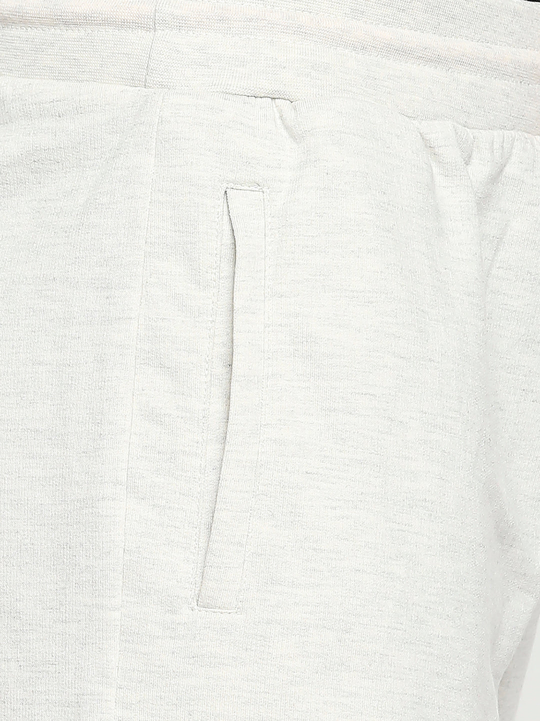 Men Cotton Blend Knitted Ecru Shorts- Underjeans by Spykar