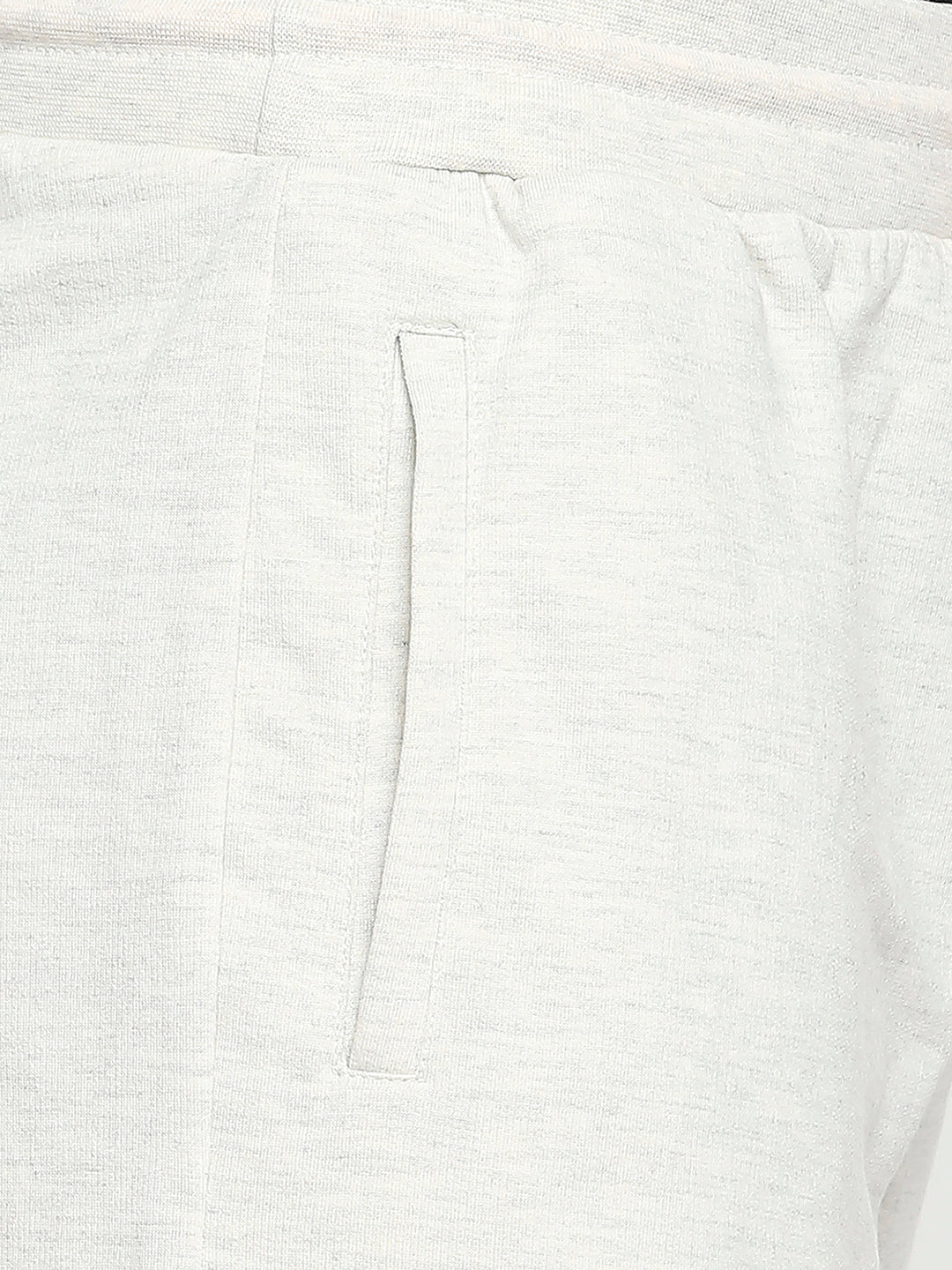 Men Premium Cotton Blend Knitted Ecru Melange Shorts - Underjeans By Spykar