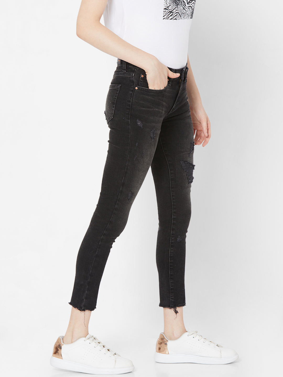 Spykar Women Black Cotton Super Skinny Fit Regular Length Jeans