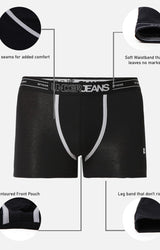 Men Premium Black Cotton Trunk - Underjeans By Spykar