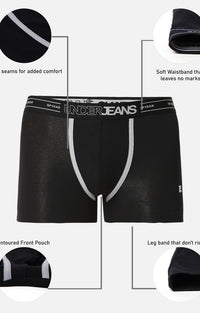 Men Premium Black Cotton Trunk - Underjeans By Spykar