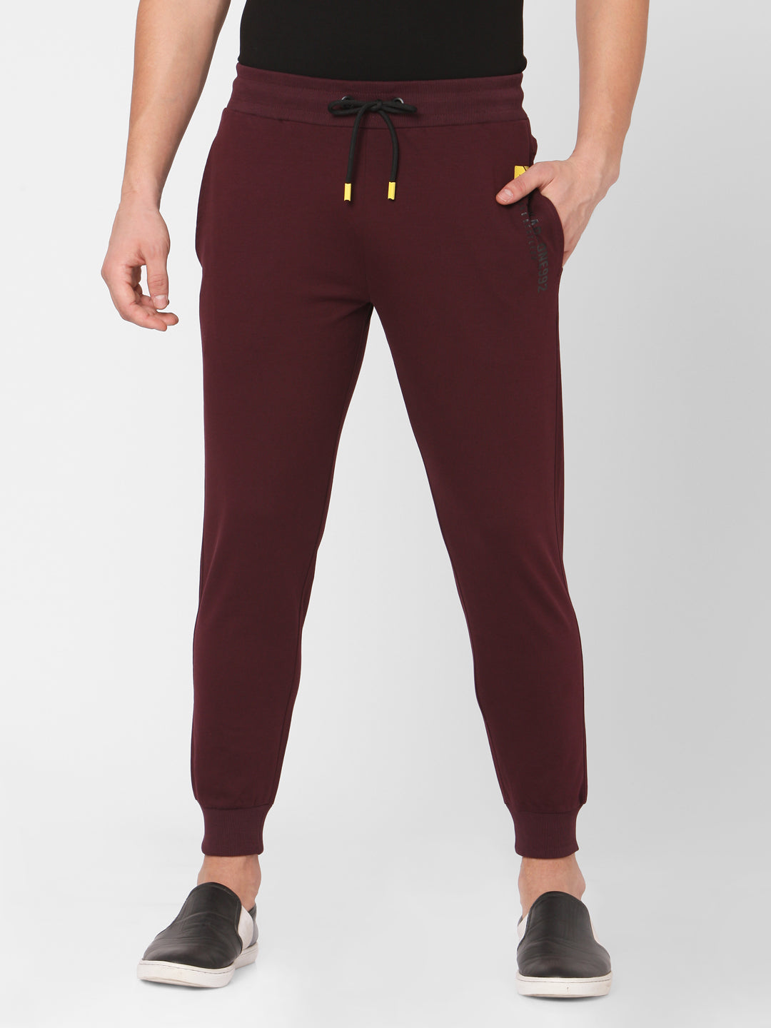 Spykar Men Red Cotton Slim Fit Mid Rise Trackpant