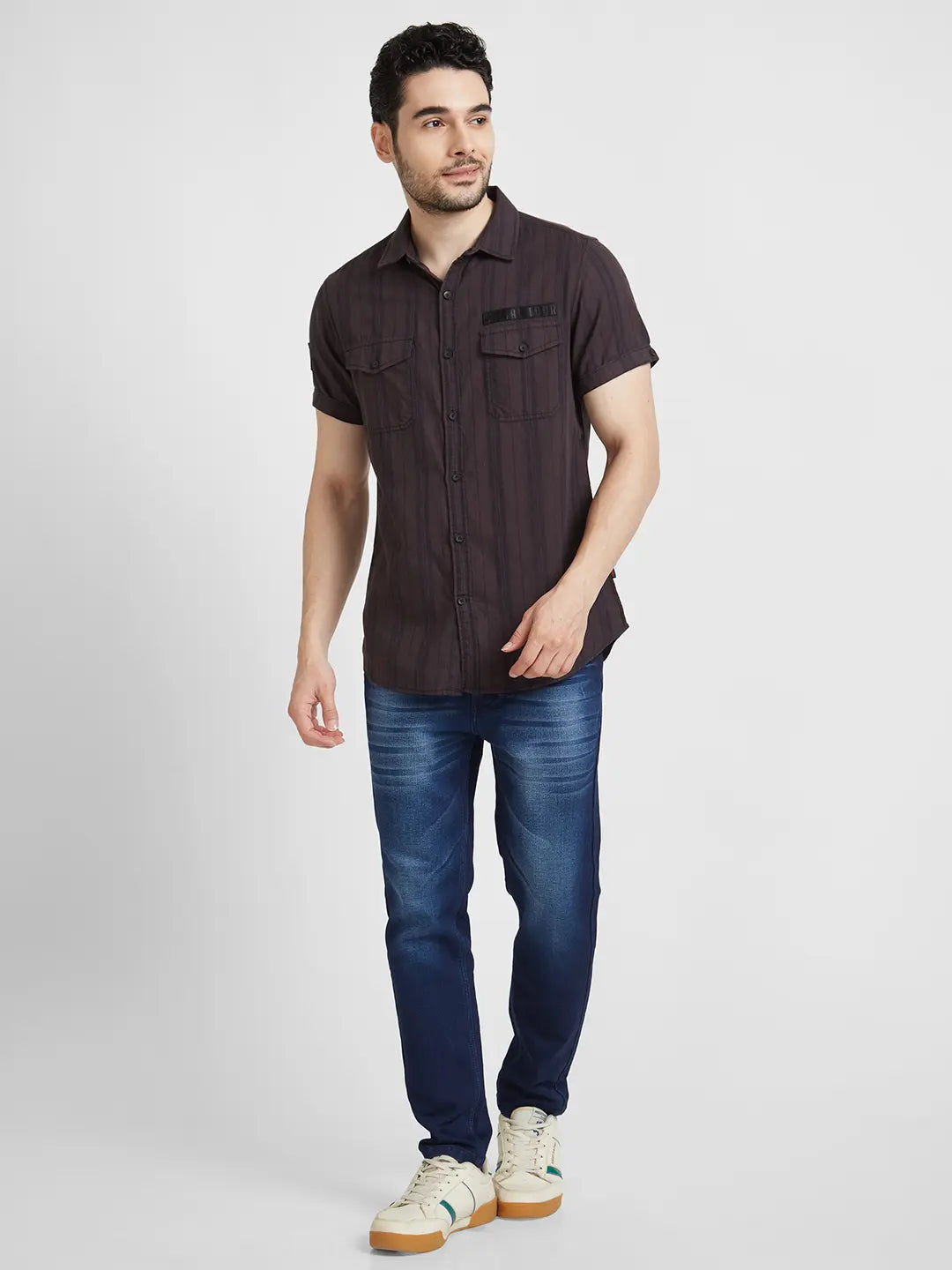 Denim shirt | Denim shirt, Black tshirt, Shirts